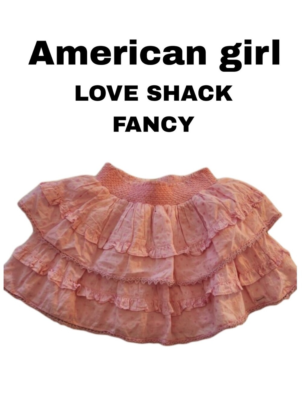 American Girl Love Shack Fancy Pink Tiered Ruffle Skirt Size 10 / 12 Girls